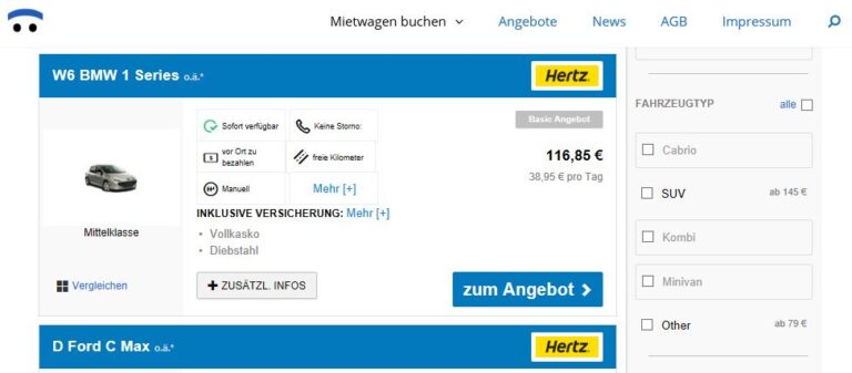 Mietwagen-Anbieter Hertz bei Mietwagen-Broker.de