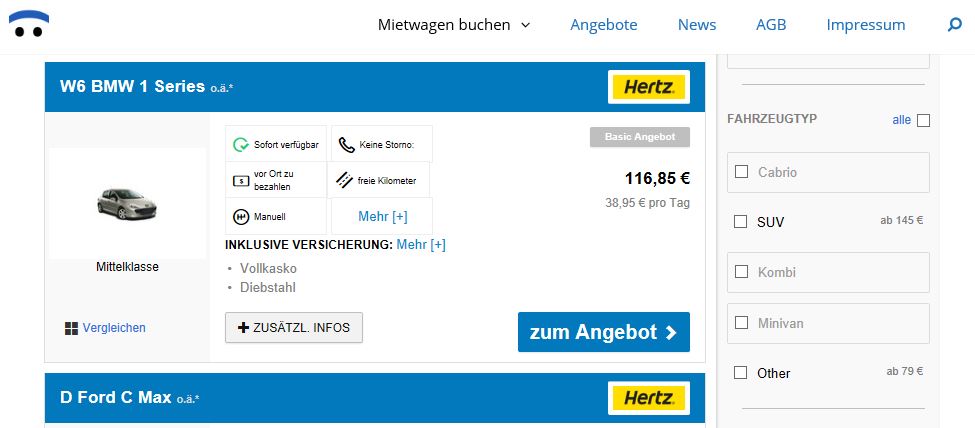 Mietwagen-Anbieter Hertz bei Mietwagen-Broker.de